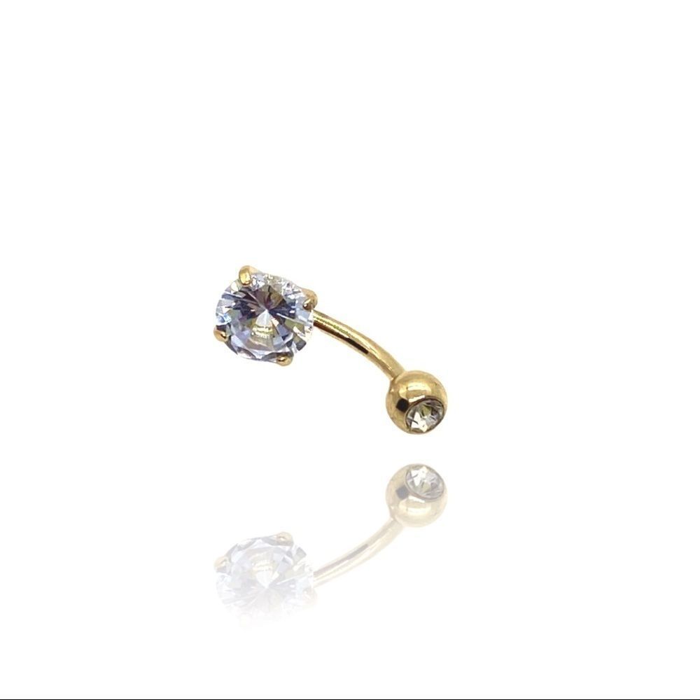 Belly Ring round CZ gold colored